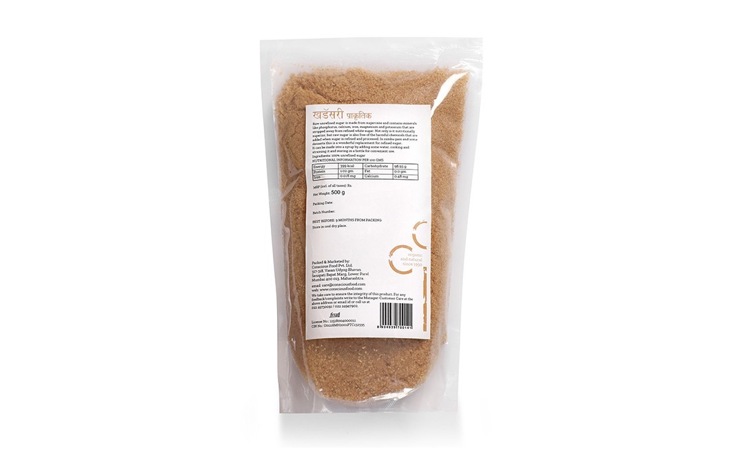 Conscious Food Raw Sugar Natural    Pack  500 grams